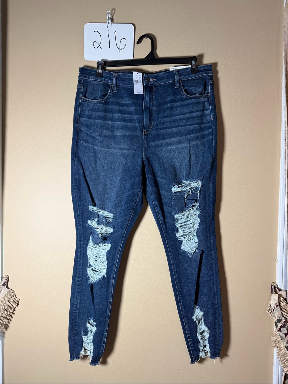 American Eagle Outfitters Dark Blue Ripped Women's Skinny Jeans